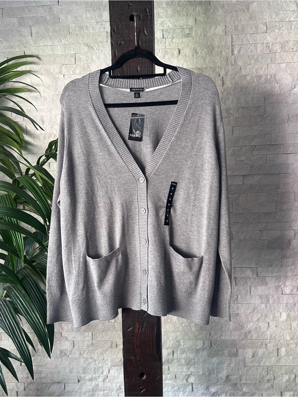 Torrid V Neck Grey Button Down Cardigan Sweater Size L Size 12 New with Tags
